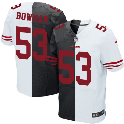 Men's Elite NaVorro Bowman Nike Jersey Black/White - #53 Split Fashion NFL San Francisco 49ers